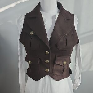 Last Kiss Dark Brown Vest with Gold Buttons S